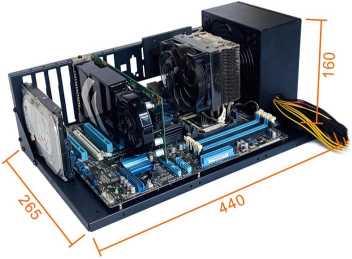 DIY Gaming Computer Case, ATX Open Chassis Case Rack for ATX/M-ATX/ITX Motherboards,Widely Body Heat Dissipation Design, SSD Motherboards Accessories